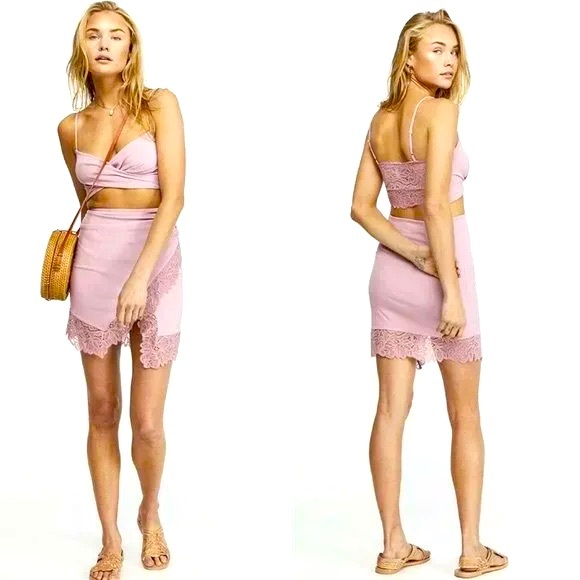 Free People Va Va Voom Set Tank Skirt Pink S - Picture 2 of 5